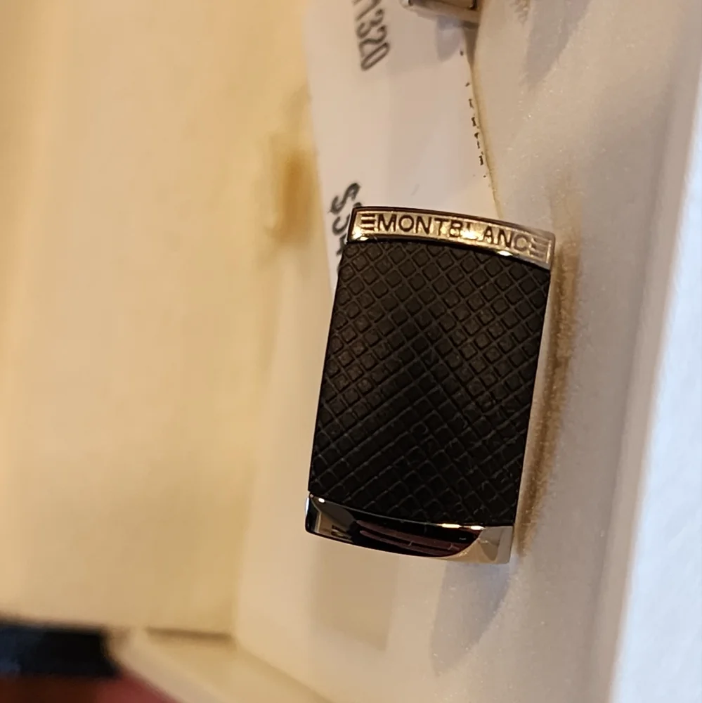 $430 New 100% Auth Montblanc Cufflinks Stainless Steel with black PVD
